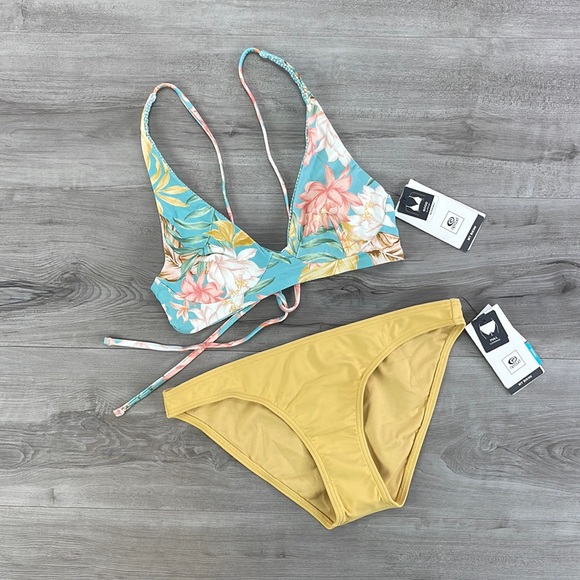 ☀️RIP CURL☀️ LA BONITA REVERSIBLE  CROP SURF ECO FULL PANT BIKINI SET - Picture 2 of 14